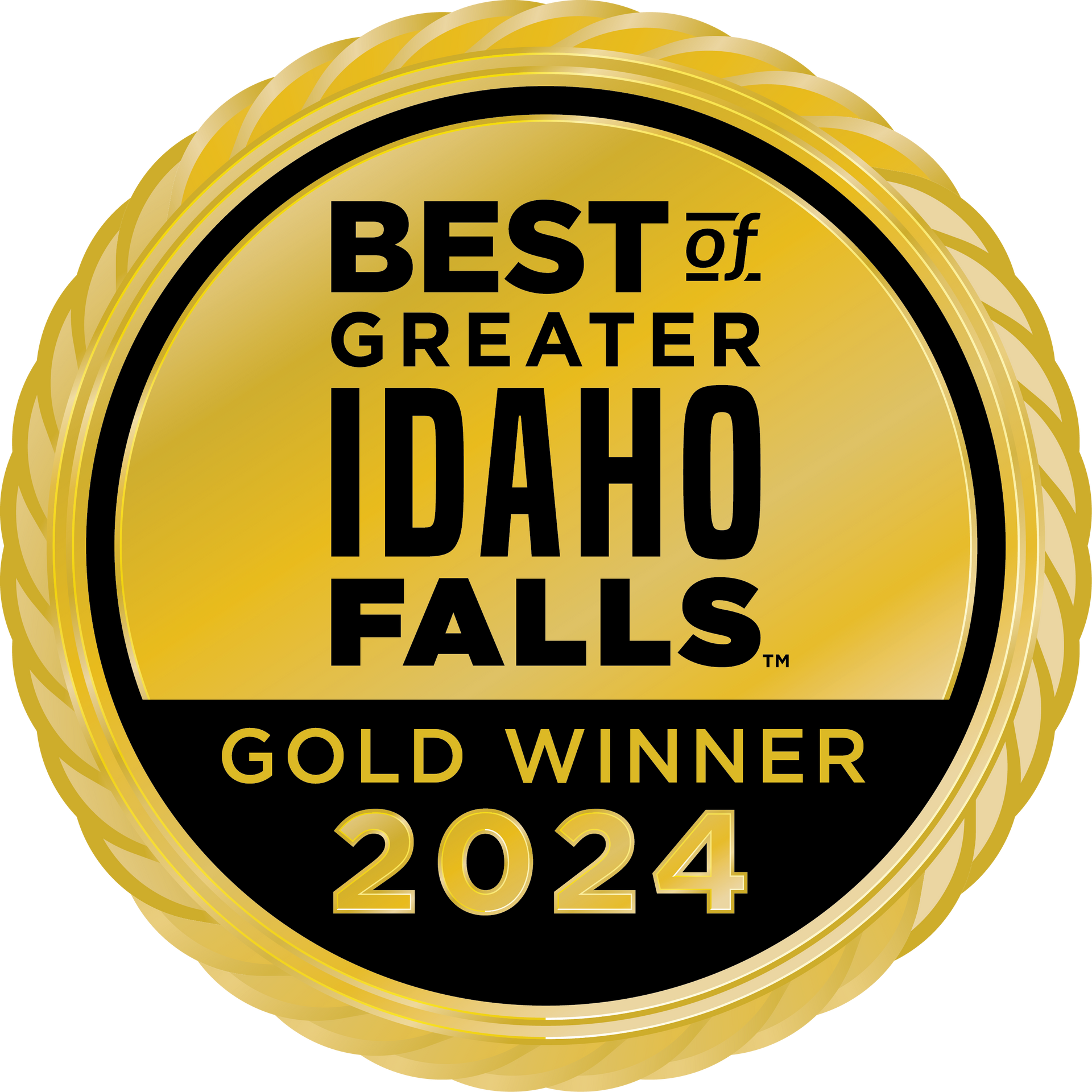 A gold badge that says best of greater Idaho falls gold winner 2024.
