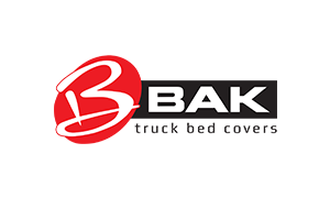 Logo for BAK truck bed covers; a red oval with a white 