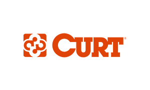CURT logo in orange and white, with an abstract design on the left and the word 