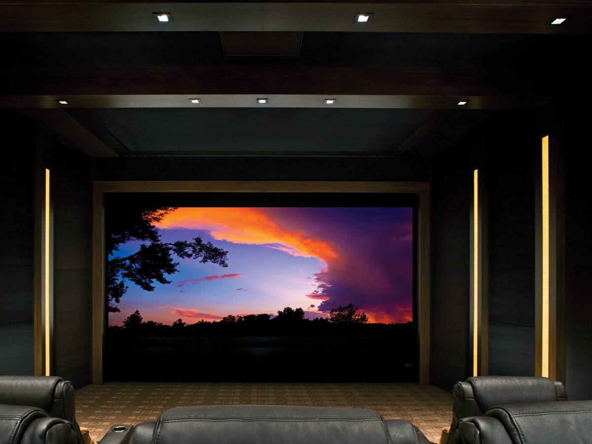 There is a large screen in the middle of the room.