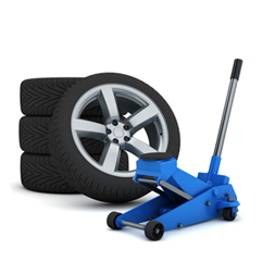 Tires and a tire jack