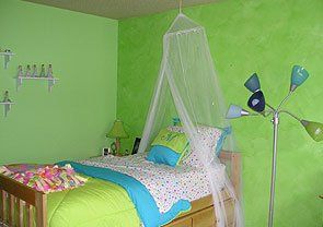Room painted with apple green color