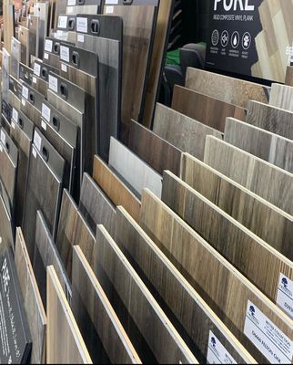 A display of different types of wooden flooring in a store