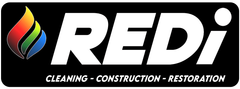 REDI logo with multicolor flame icon and the words “CLEANING - CONSTRUCTION - RESTORATION”