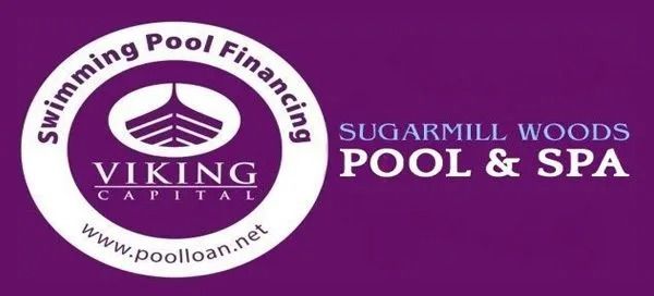 Logo for Sugarmill Woods Pool & Spa, features a Viking ship icon, 