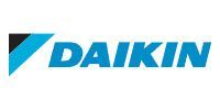 Daikin logo featuring a stylized blue and black triangular icon followed by the word 