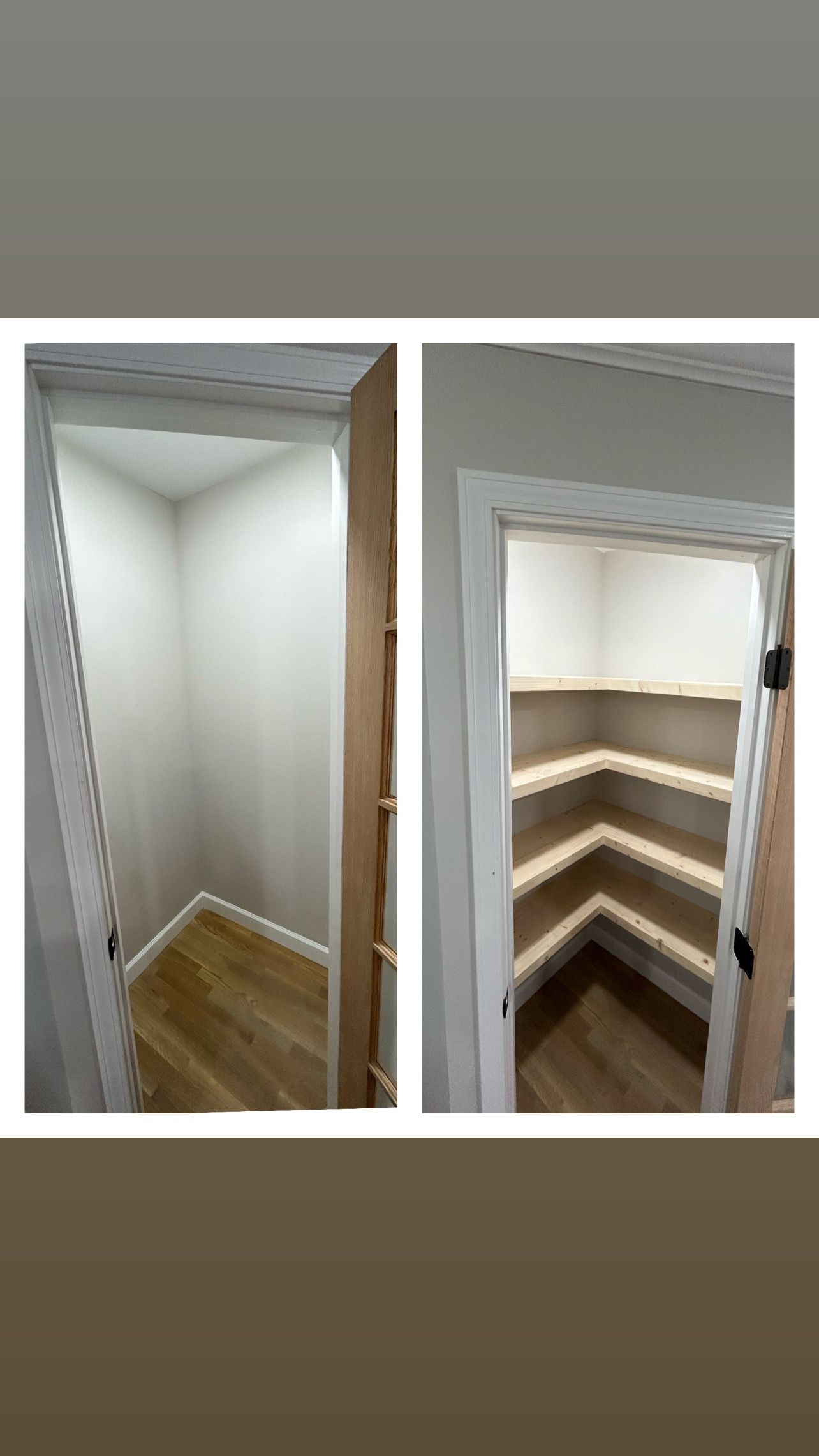 A picture of a closet before and after being remodeled.