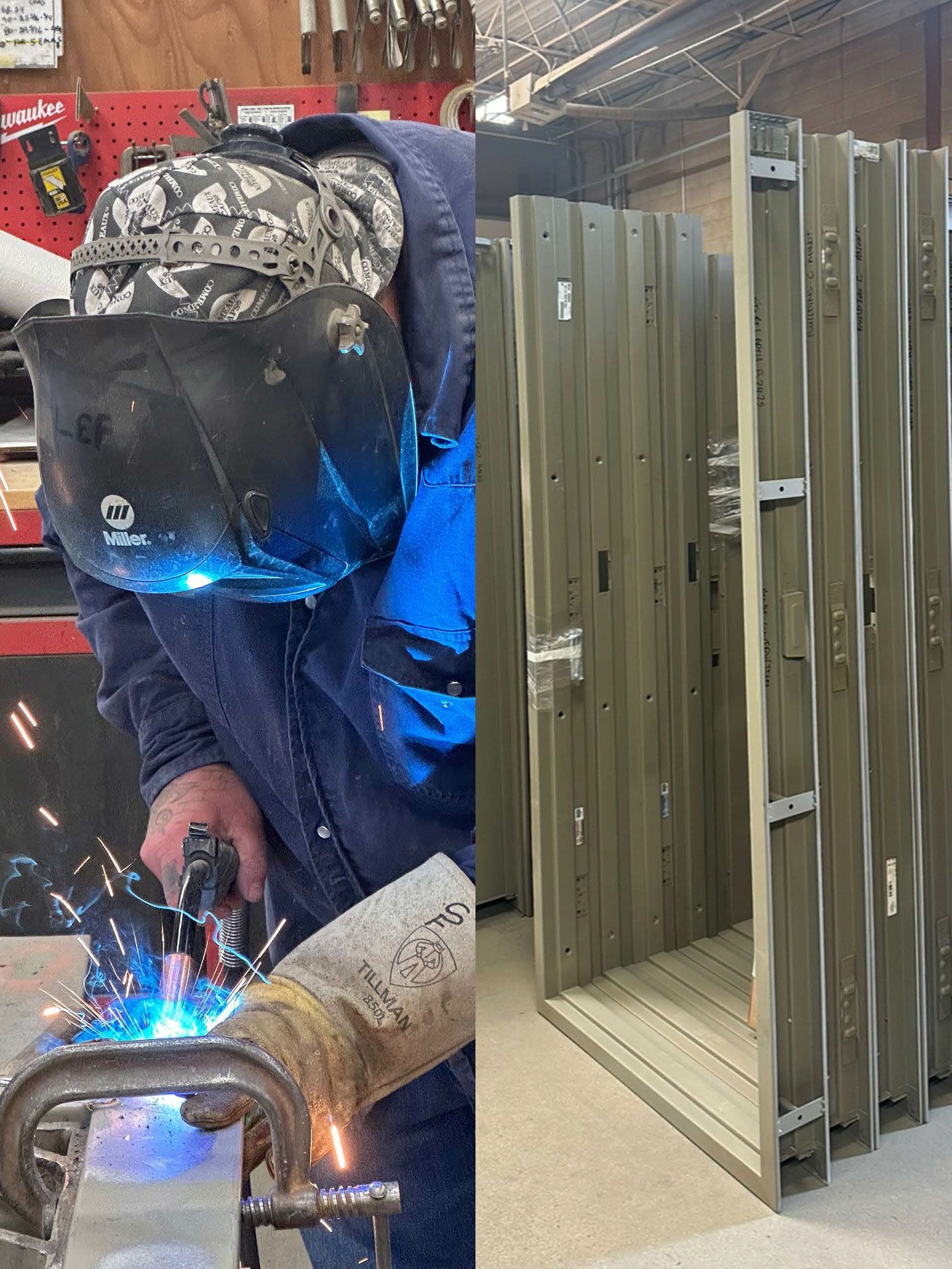 before and after welding commercial door frames