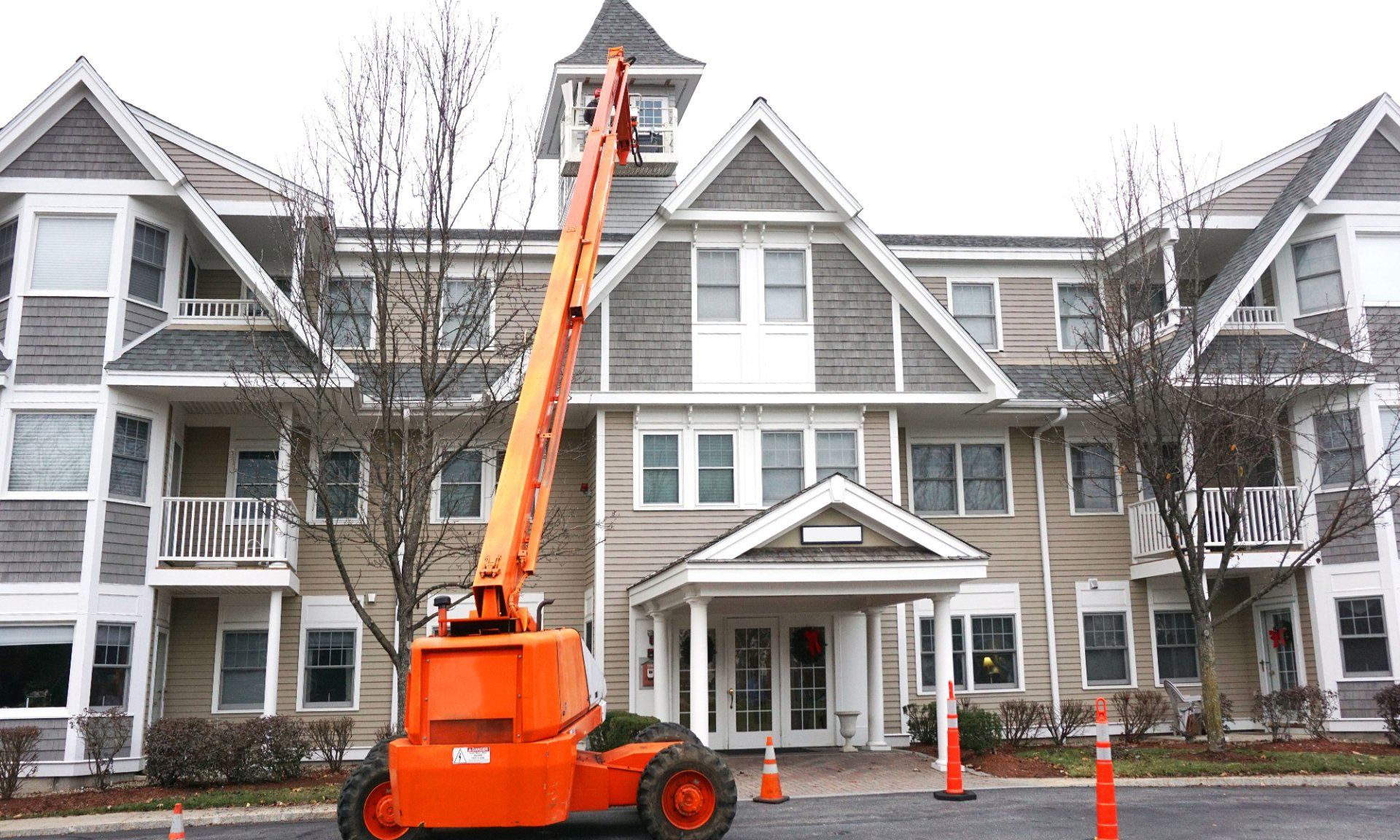 Crane on residential houses