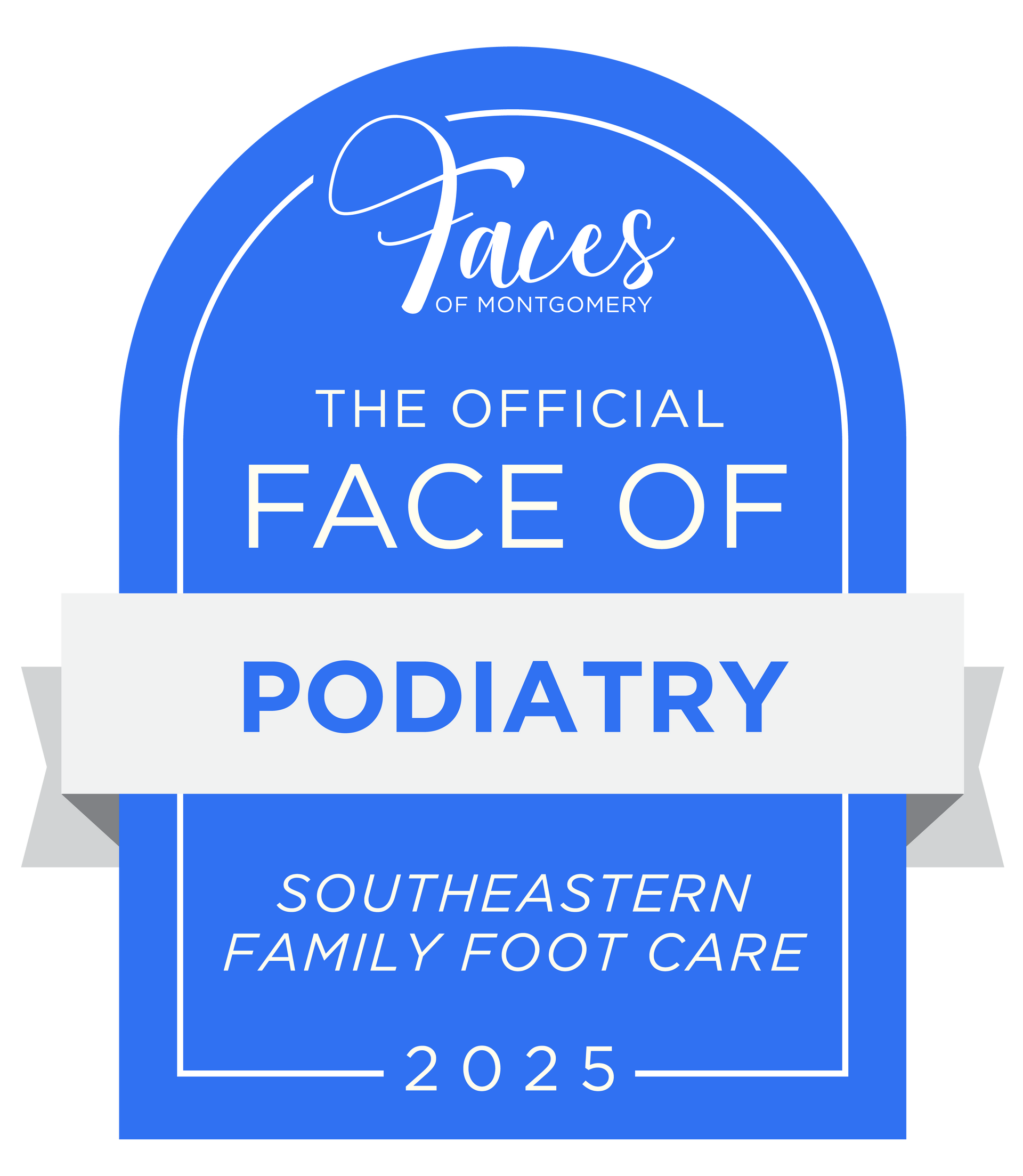 Blue badge: Face of Podiatry