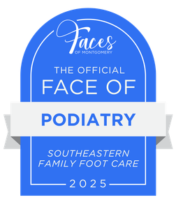 Blue badge: Face of Podiatry
