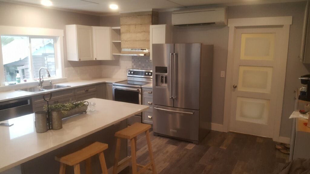 kitchen remodel with fridge