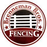 Brenneman Bros. Fencing logo in red and white with a fence graphic and stars