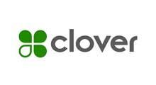 Clover logo: Green four-leaf clover icon and gray
