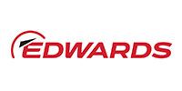 The Edwards company logo featuring bold, red, slanted lettering with a stylized arch over the letter E.