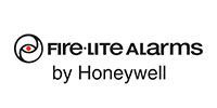 Logo for Fire-Lite Alarms by Honeywell, featuring a stylized eye icon to the left of the text.