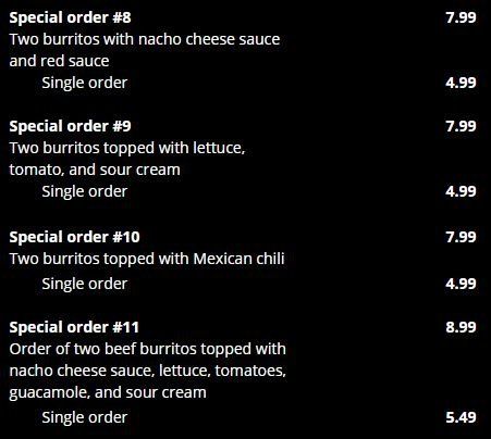 Burrito Specials