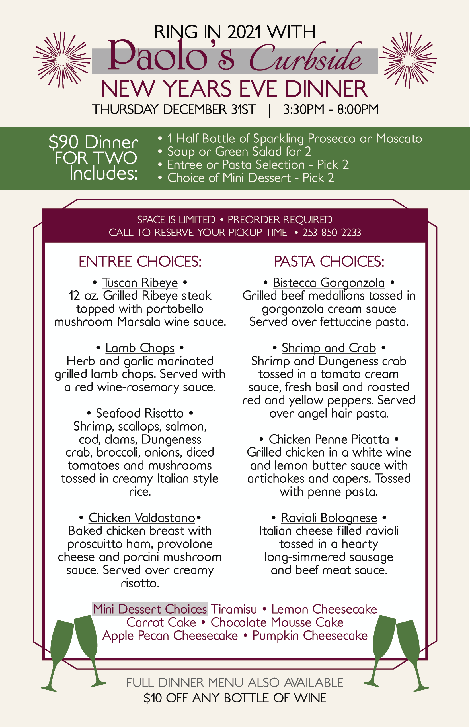 Paolo's Italian Restaurant Lunch and Dinner Kent, WA