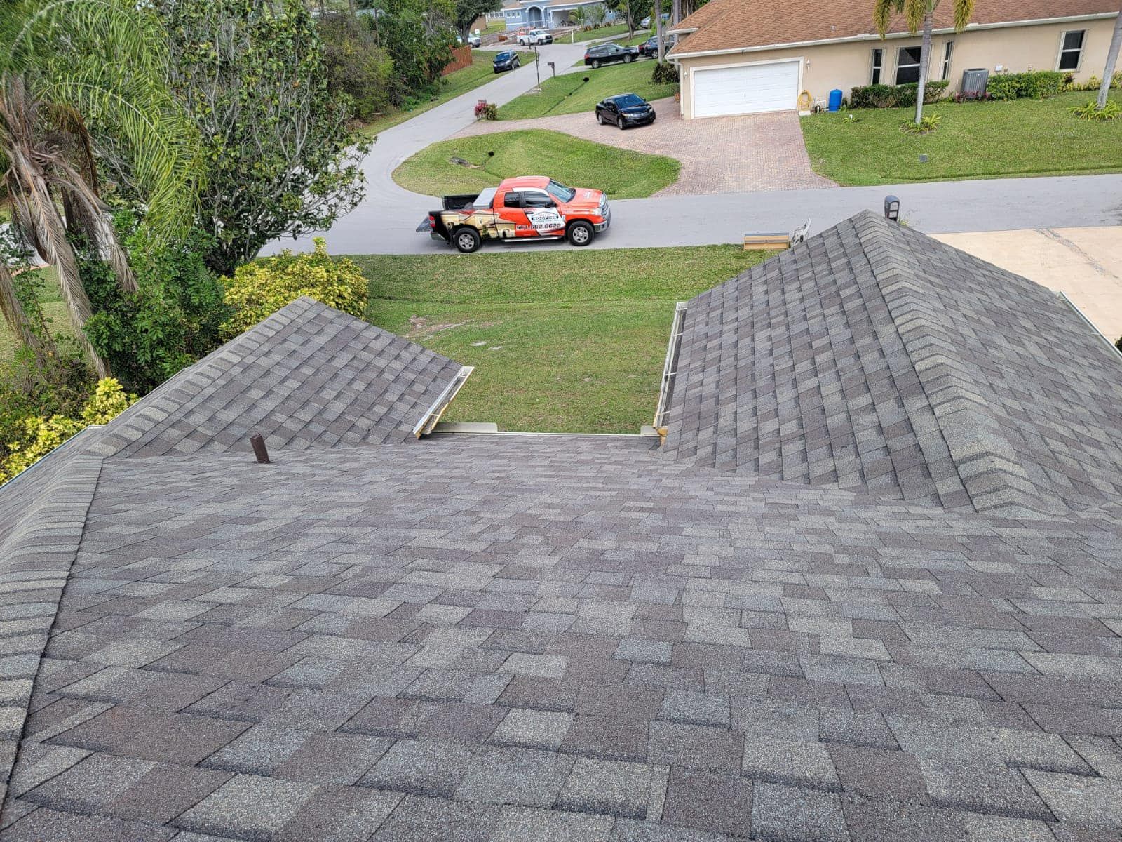 service truck parked in front of project site
