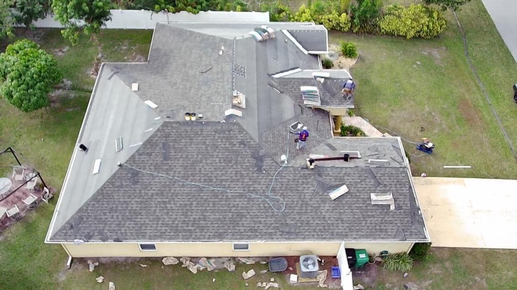 shingle roof work in progress