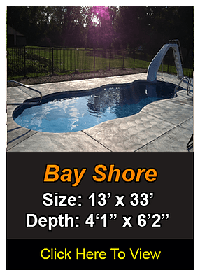 Pool with slide. Bay Shore model, 13' x 33', depth 4'1