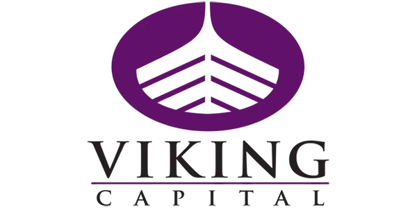 Viking Capital logo with a purple circular emblem and black text on a white background