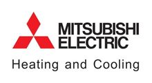 Mitsubishi Electric Heating and Cooling logo in red and black text on white background.