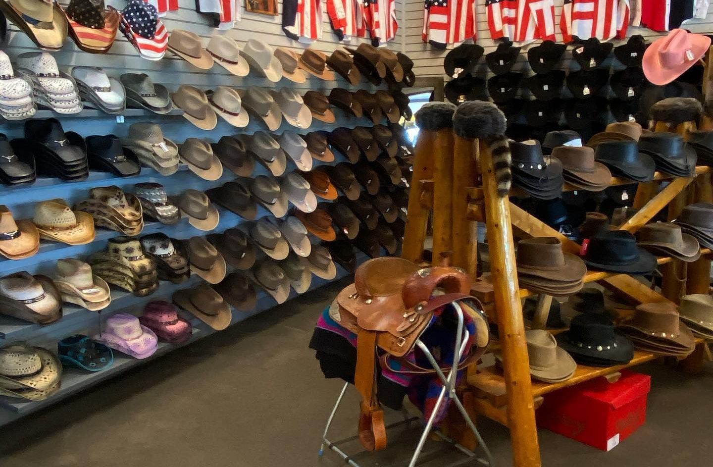 A store filled with lots of hats and shoes