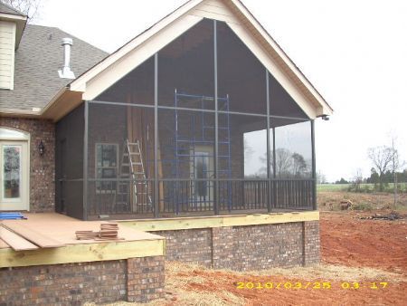 Three structural posts used in open gable with fiberglass screen
