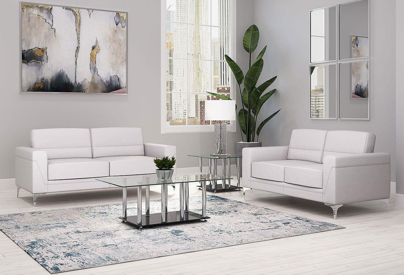 LIGHT GREY PVC LIVING ROOM