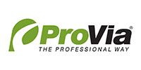 The ProVia company logo featuring a green leaf icon next to the word 