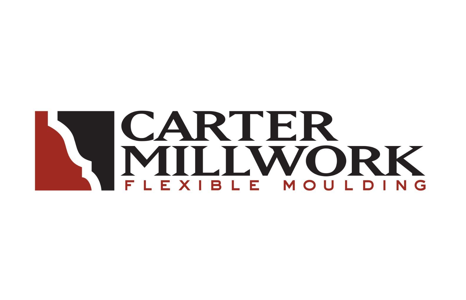 Carter Millwork logo: a red and black icon resembling a moulding profile next to the company name in black text.