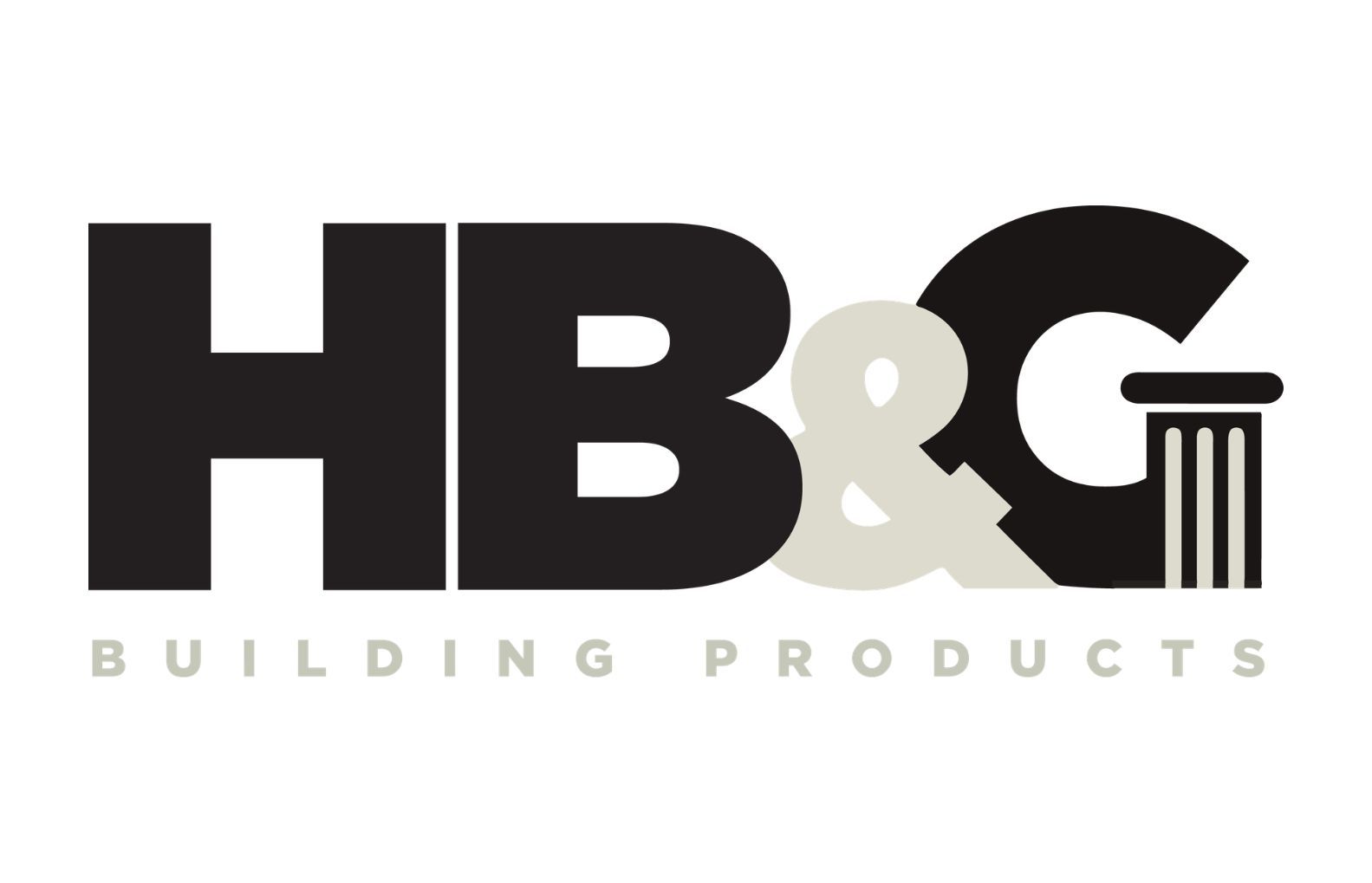 Logo for HB&G Building Products, featuring the black letters 