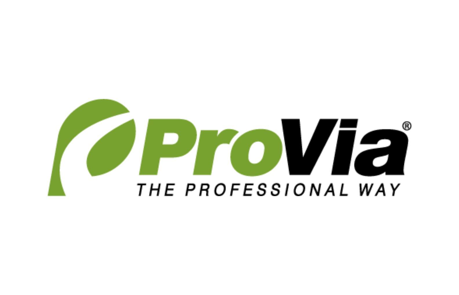 The ProVia company logo, featuring a green leaf icon next to the black text 