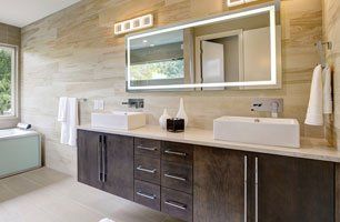 Bathroom organizers and mirrors