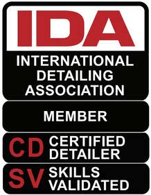 A sign that says international detailing association member cd certified detailer skills sv validated