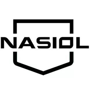 A black and white logo for a company called nasiol.