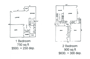 Unit floor plan 1 bedroom and 2 bedroom