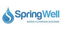 SpringWell Water Filtration Systems logo with blue water drop icon and blue text