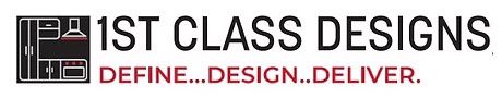 Logo for 1st Class Designs with black and red text and the tagline &ldquo;DEFINE...DESIGN...DELIVER.&rdquo;