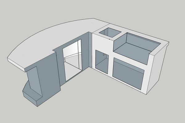 Half-Moon 'L' Shape Bar/Grill design