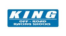 Logo for King Off-Road Racing Shocks, featuring white text on a blue rectangular background.