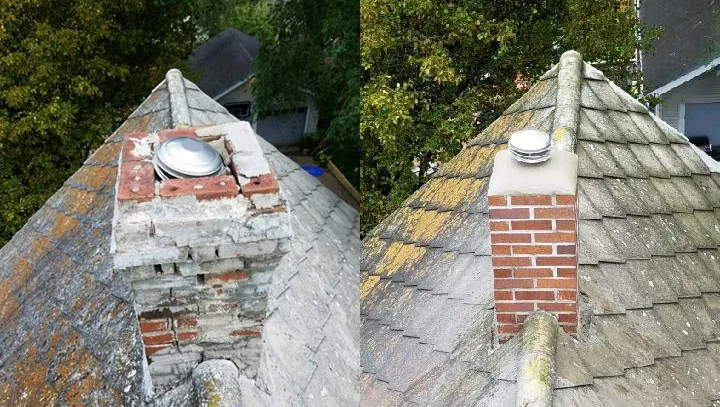 Chimney repair before and after