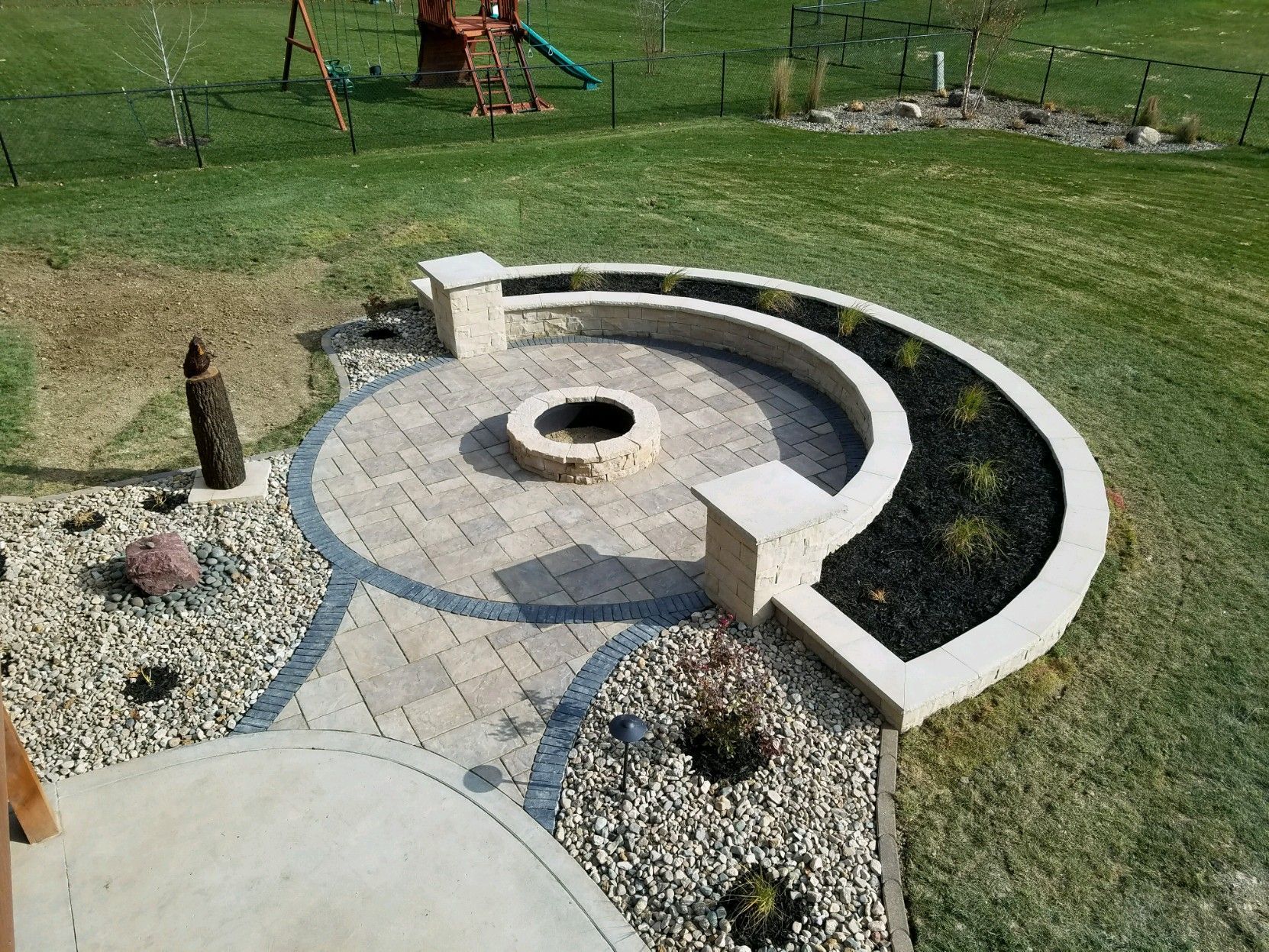 Firepit patio with landscape 