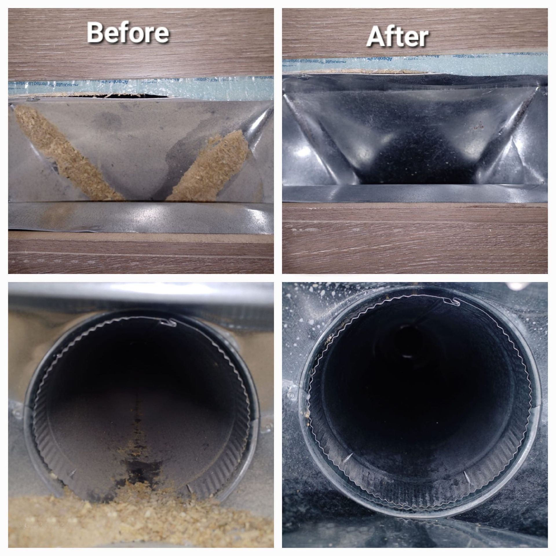 A before and after picture of a metal pipe