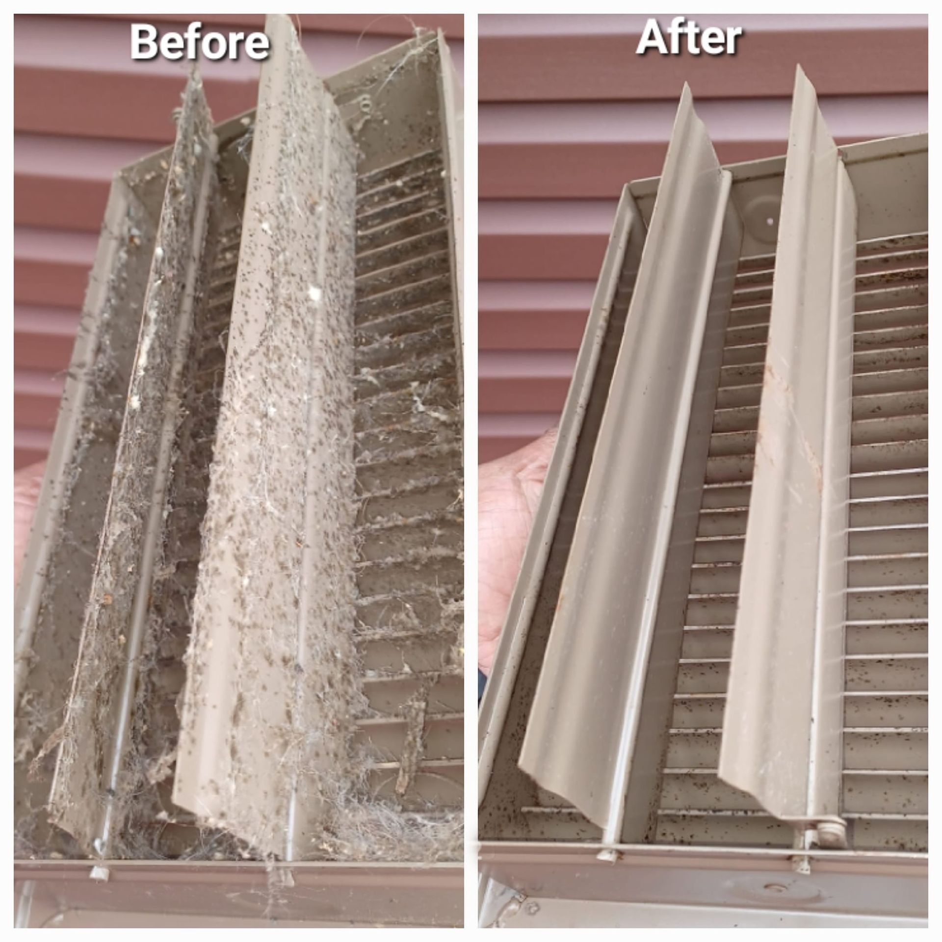 A before and after picture of a dirty air vent