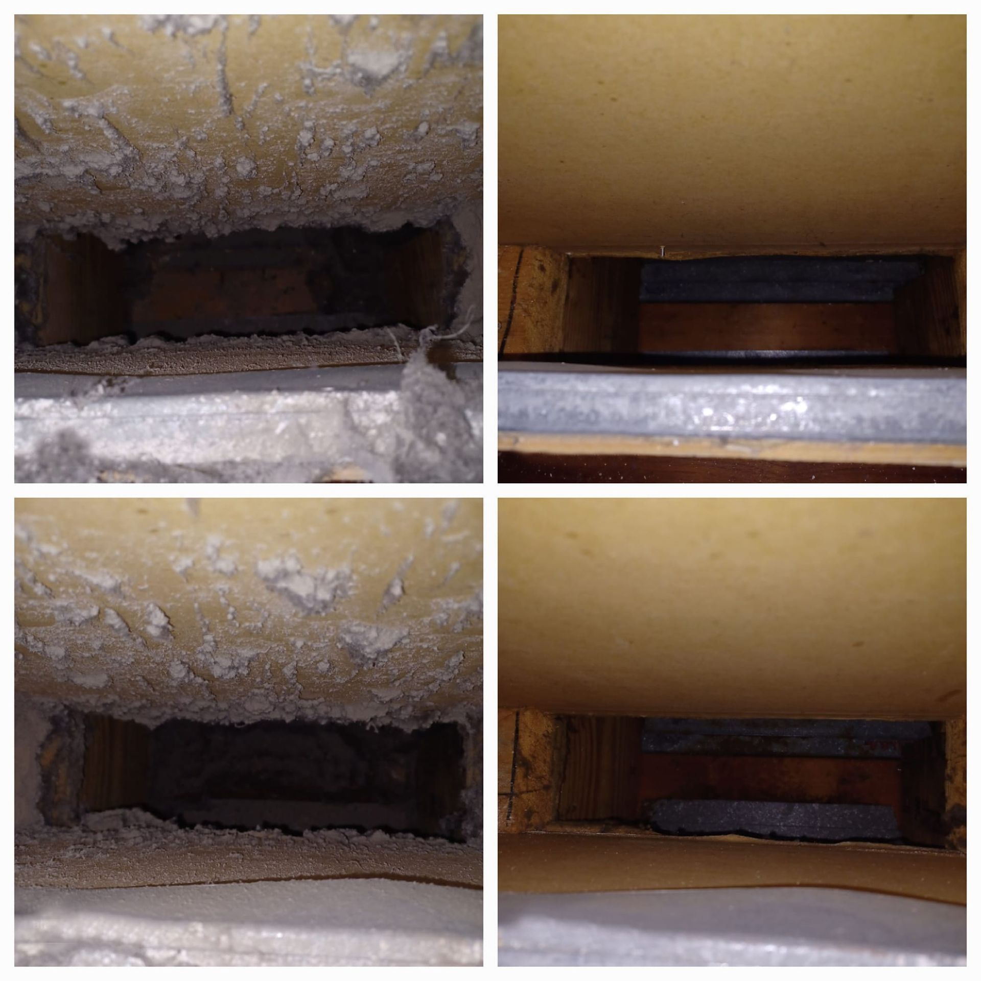 A collage of four pictures of a hole in a wall.