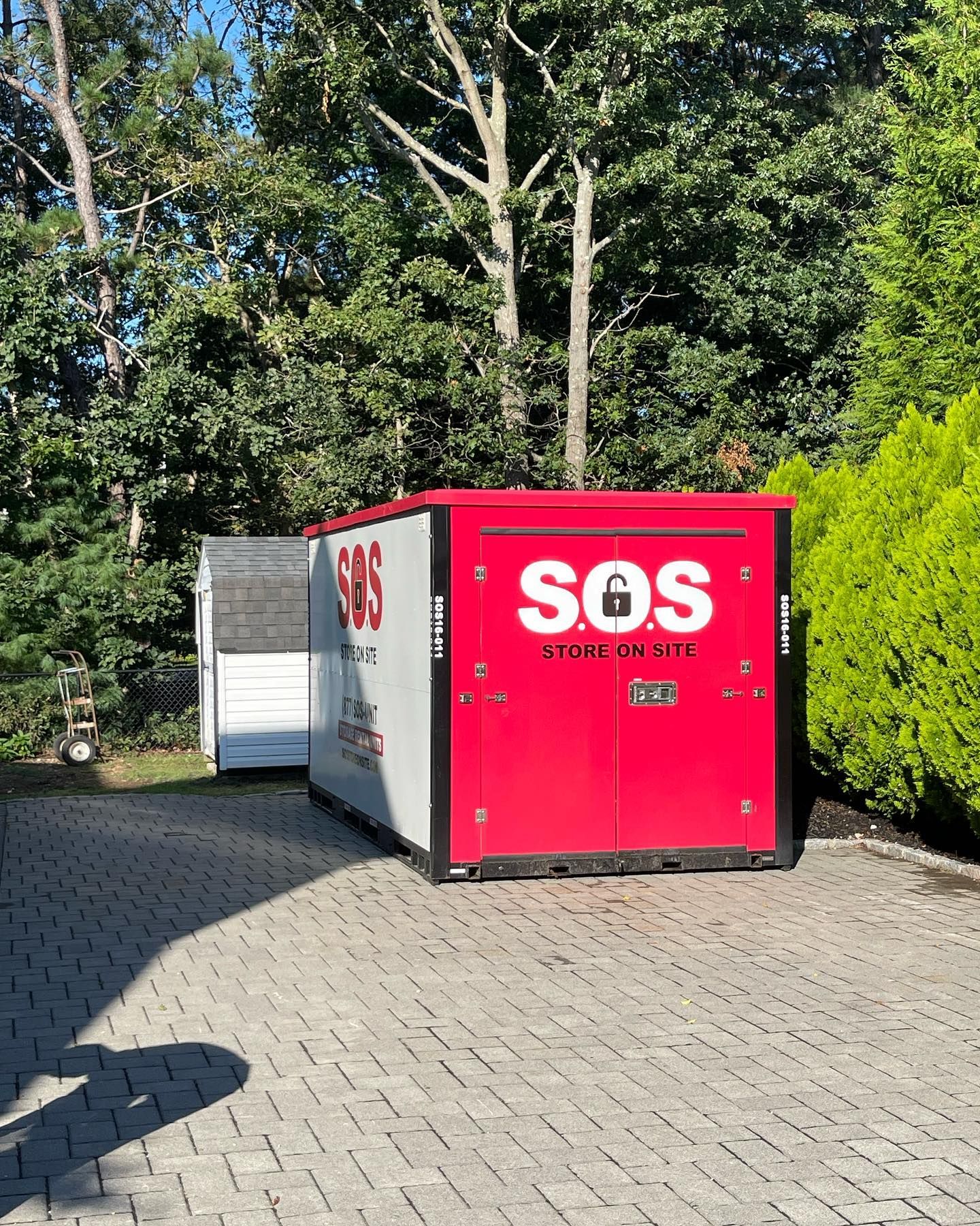 Red and gray storage container with 