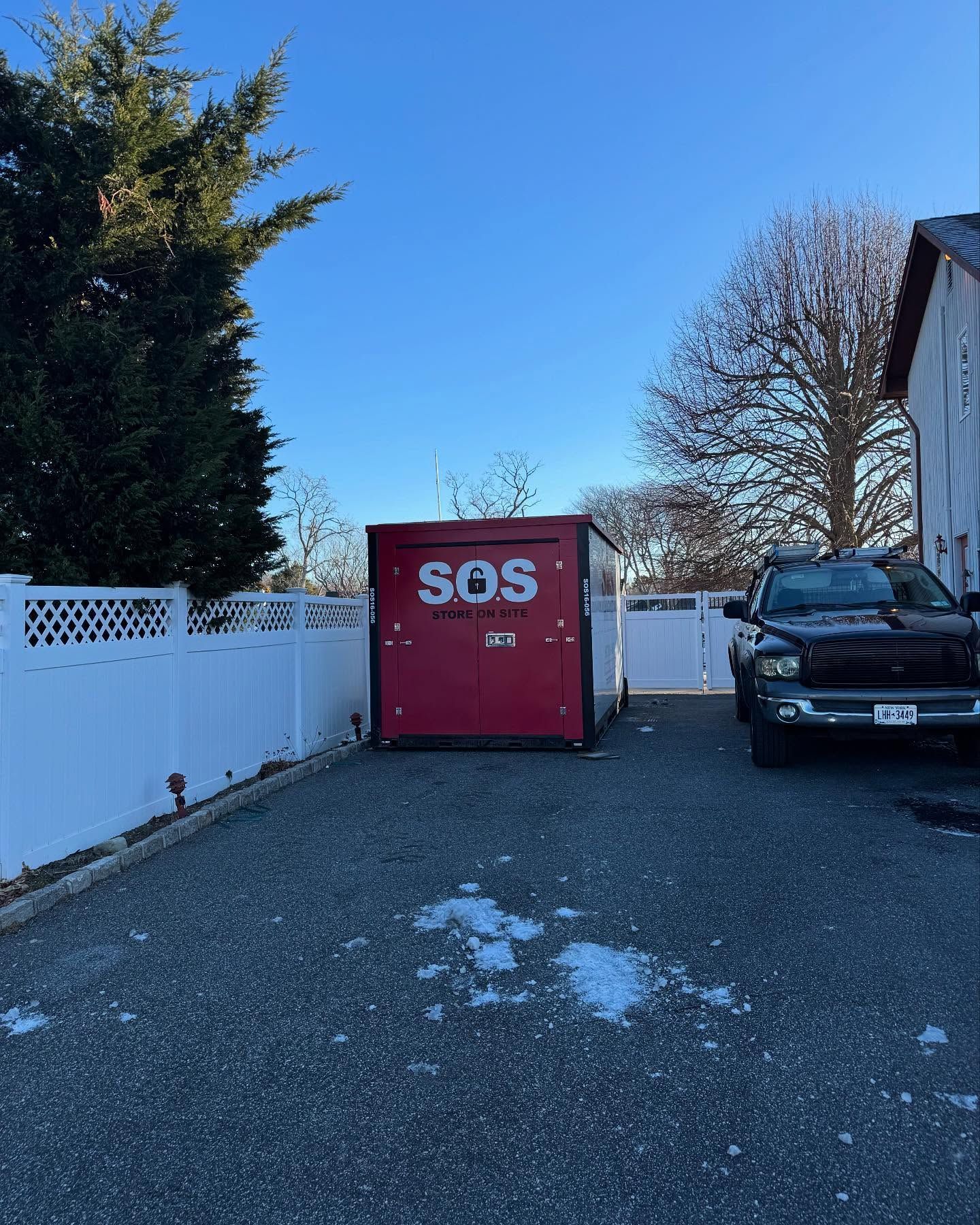 Red storage container with 