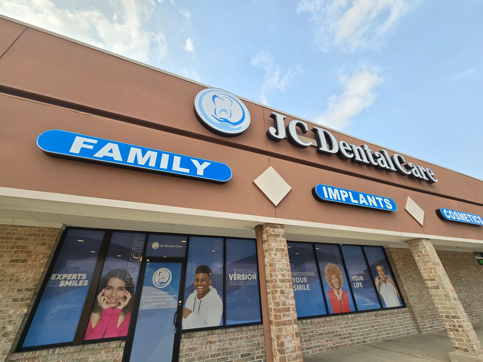 A dental office with a sign that says family